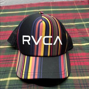 RVCA Black and Multicolor Striped Hat